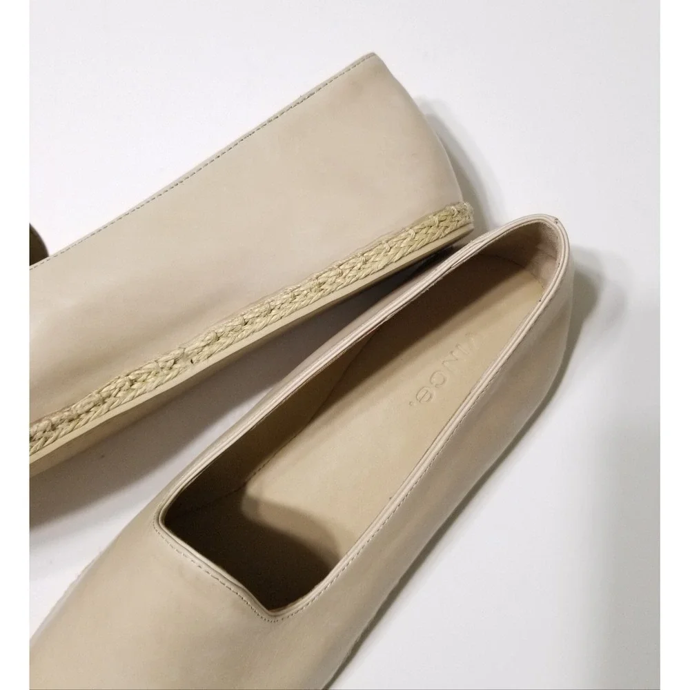 Vince Malia Leather Espadrilles Flat Loafers Sandember Beige NIB Size 9.5 $175 - Picture 15 of 16